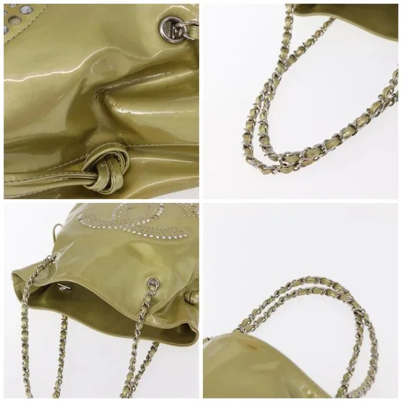 CHANEL COCO Mark Chain Shoulder Bag Patent leather Gold CC Auth 152287 - Picture 16 of 16